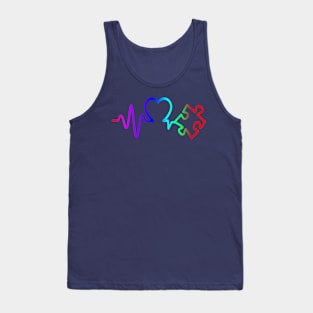 Heartbeat, Love ,Puzzle Piece for autism awareness Tank Top